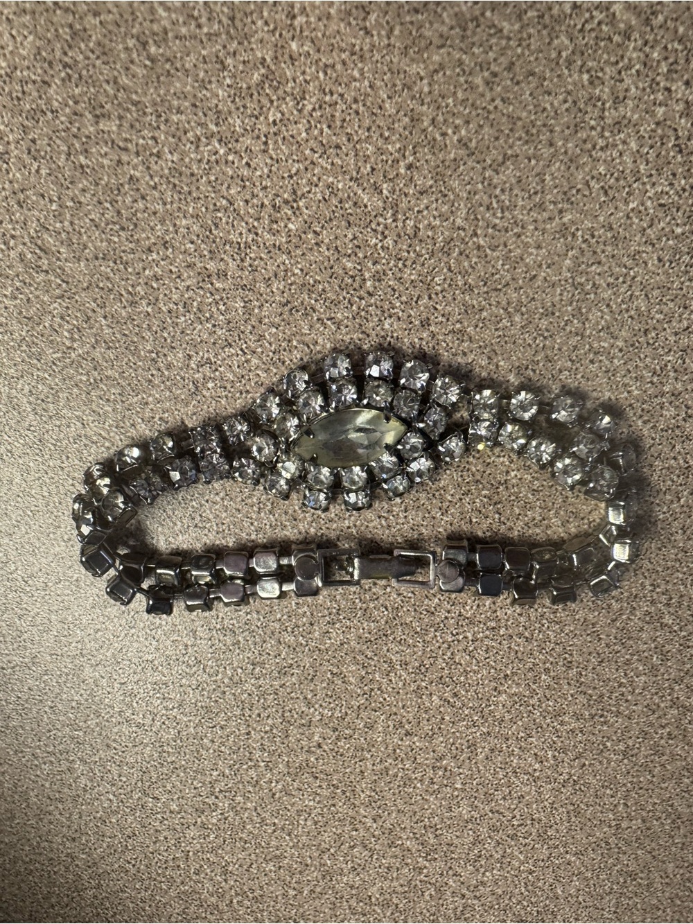 Silver-Tone Crystal Marquise Center Bracelet